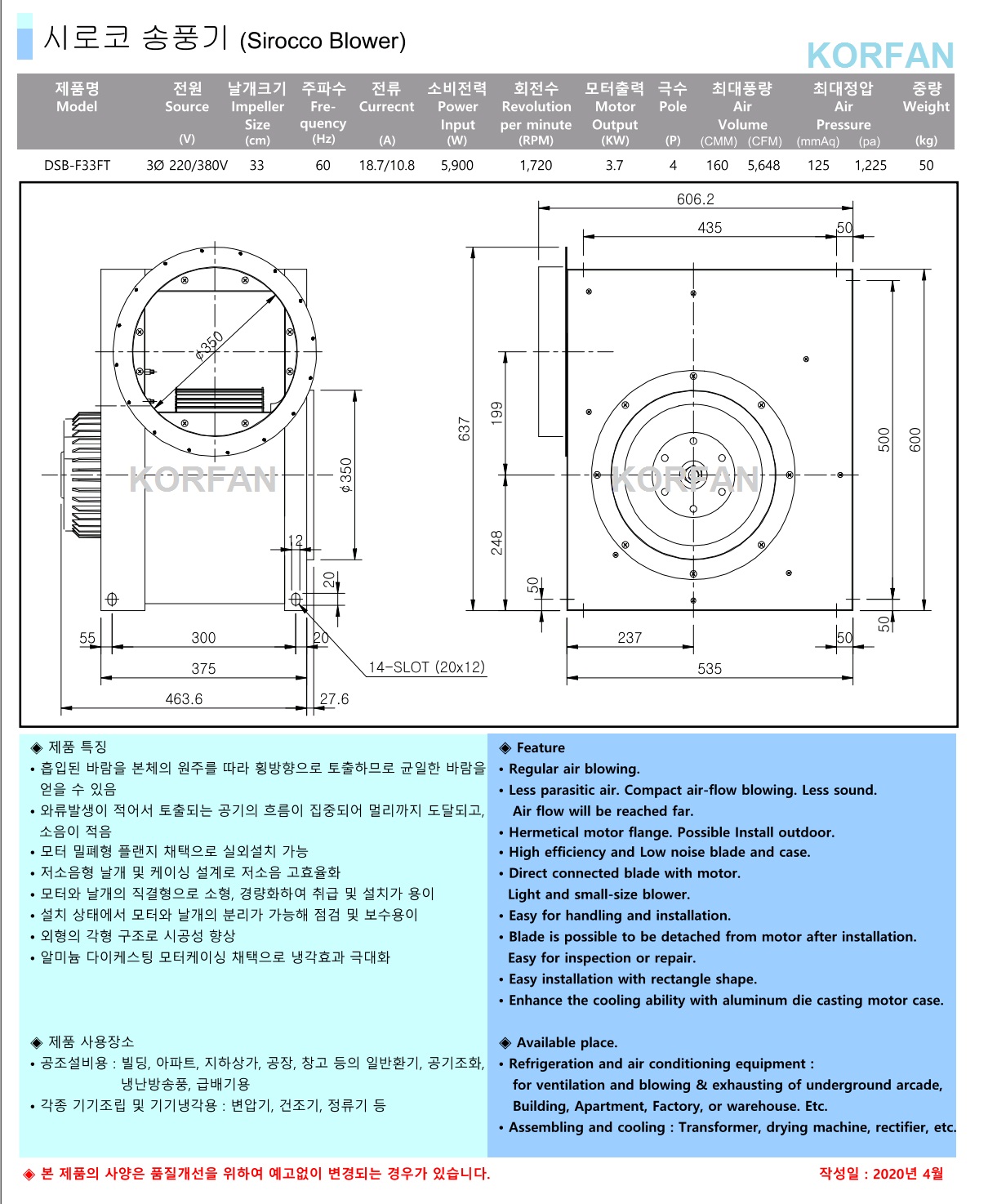 Catalogue quat ly tâm sirocco DSB-F33FT