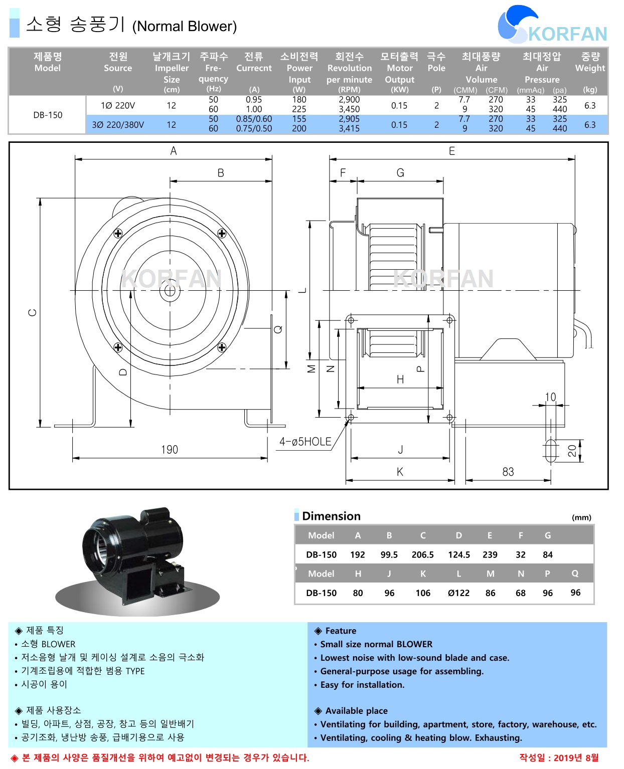 KORFAN-DB-150