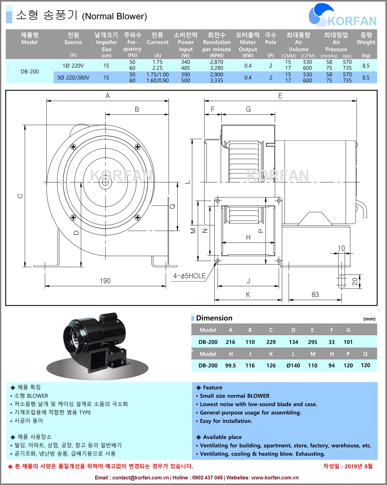 KORFAN-DB-200