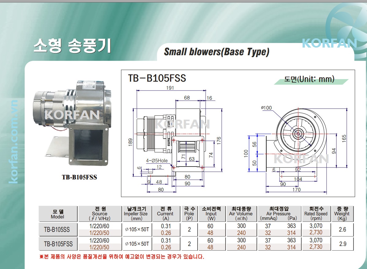 KORFAN - ban ve TB-B105FSS